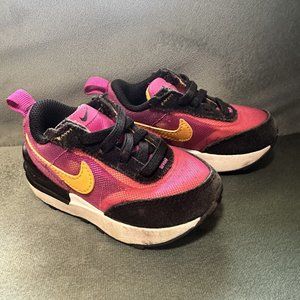 *SOLD* NIKE WAFFLE ONE TD Toddler Size 4C Pink Black Yellow Sneakers Shoes